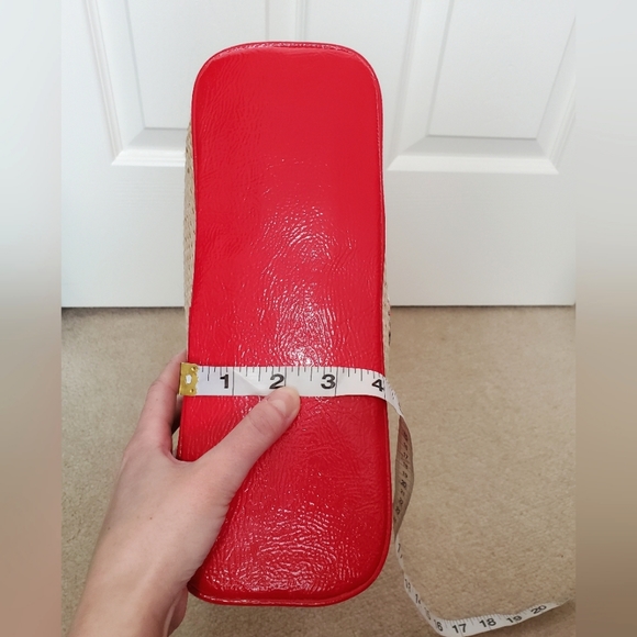 XOXO woven clutch bag natural bright red heart handle handbag imitation straw - Picture 5 of 15